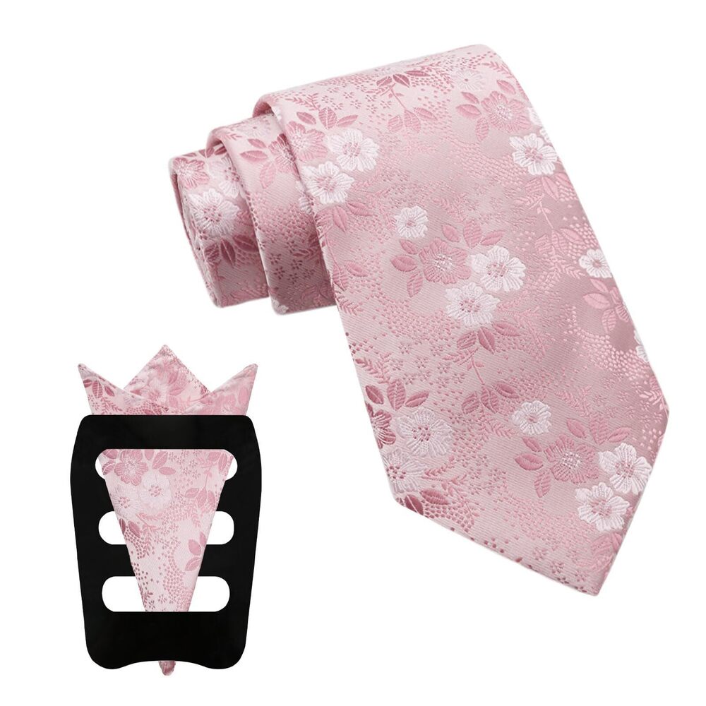 8858 Floral Ties , 3pcs/set Neck Tie Pocket Square Holder Set for Wedding